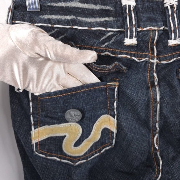 LAGUNA BEACH Women Jeans Embroidered Straight Flare USA MADE ND1010P Y2K Size 27 - Picture 11 of 13